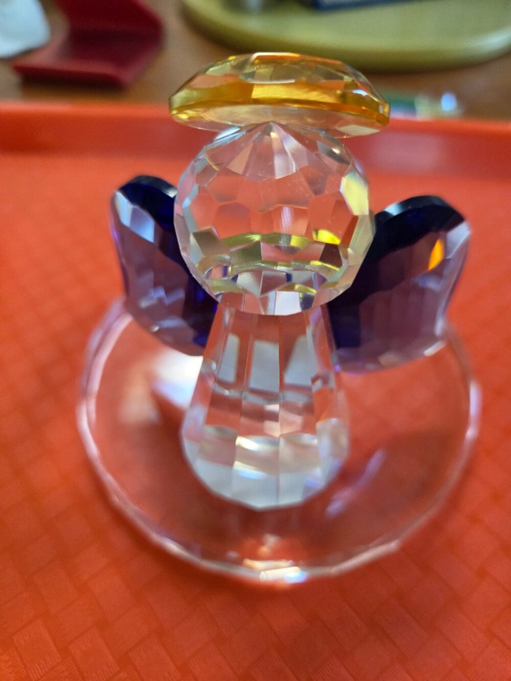 partylite sparkle crystal angel figurine purple wings tealight